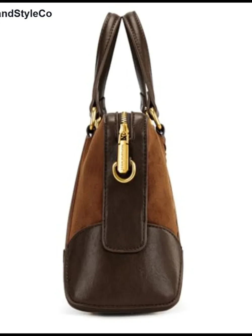 Faux Suede Satchel Crossbody Bag Western Whipstitch Top Handle